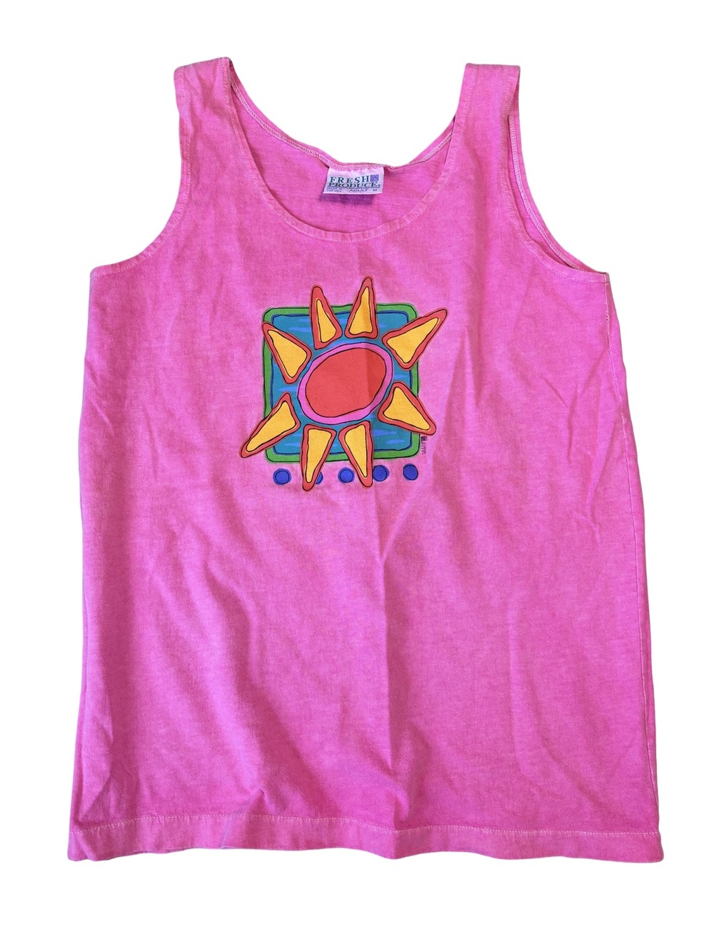 Fresh Produce Womens Vintage 90s Tank Top Size M Pink Neon Sun